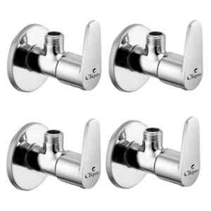 Cliquin Cora Brass Silver Chrome Wall Mounted Angle Valve for Bathroom & Kitchen (Pack of 4)