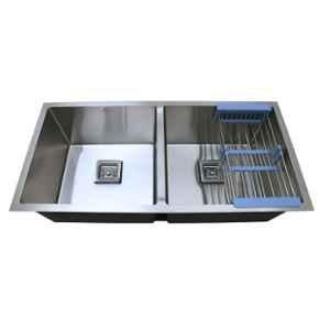 Crocodile Stainless Steel Diamond Cut Double Bowl Kitchen Sink 37x18x10 inch, CR-06