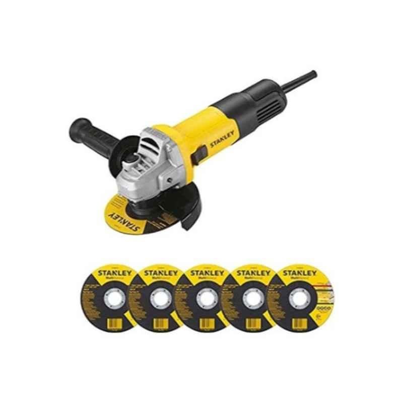 Stanley 750W 115mm Small Angle Grinder with 5 Pieces Cutting Discs, SG7115MEA1-B5