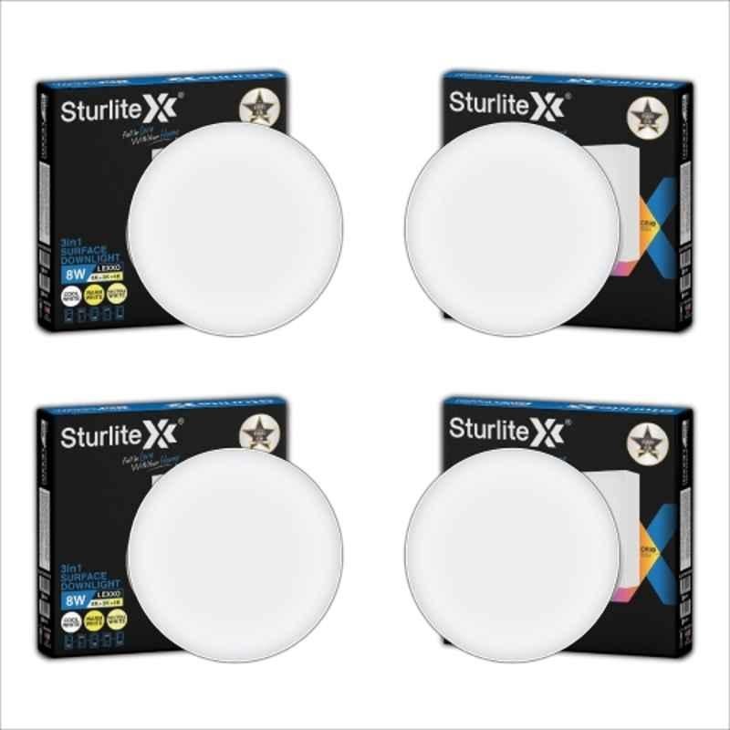 Sturlite Lexxo 8W 640lm Warm, Neutral & Cool White 3 in 1 Round LED Surface Light (Pack of 4)
