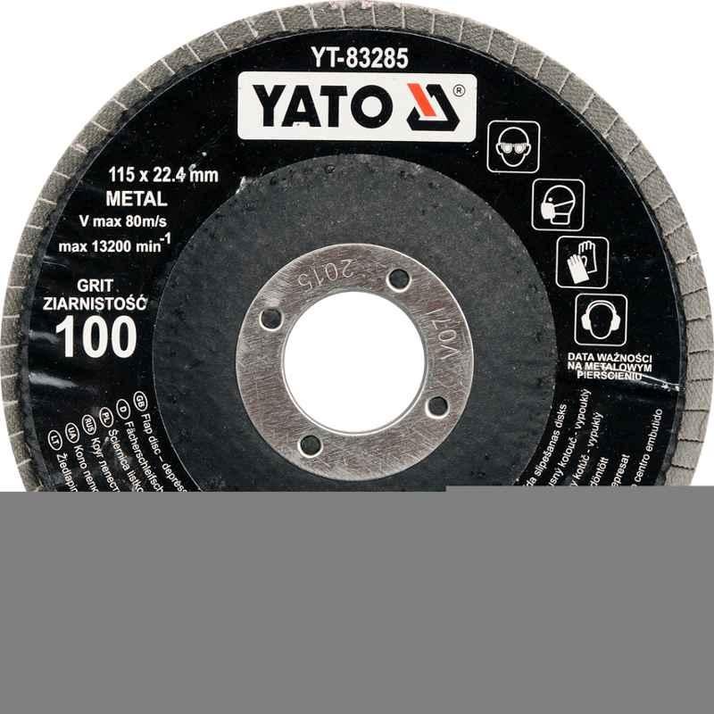 Yato 115x22.4mm Grit 100 Aluminum Oxide Depressed Shape Flap Disc, YT-83285