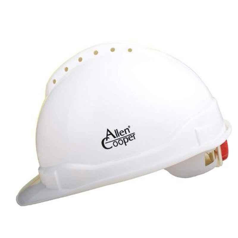 Allen Cooper White Polymer Ratchet Type Safety Helmet with Chin Strap, SH722-W (Pack of 5)