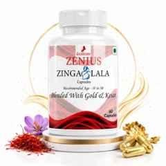 Zenius India 60 Pcs Zinga Lala Capsule with Swaran Bhasma, Abhrak Bhasma, Tribang Bhasma for 35-50 Recommended Age