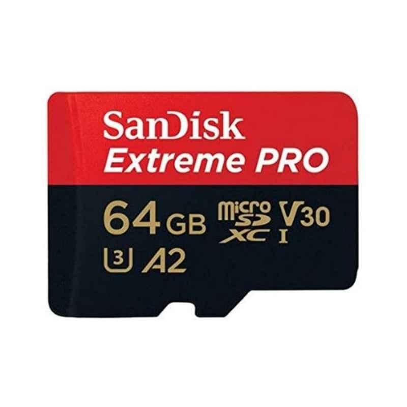 SanDisk Extreme Pro 64GB microSDXC A2 Class 10 UHS-I U3 Memory Card, SDSQXCY-064G-GN6MA
