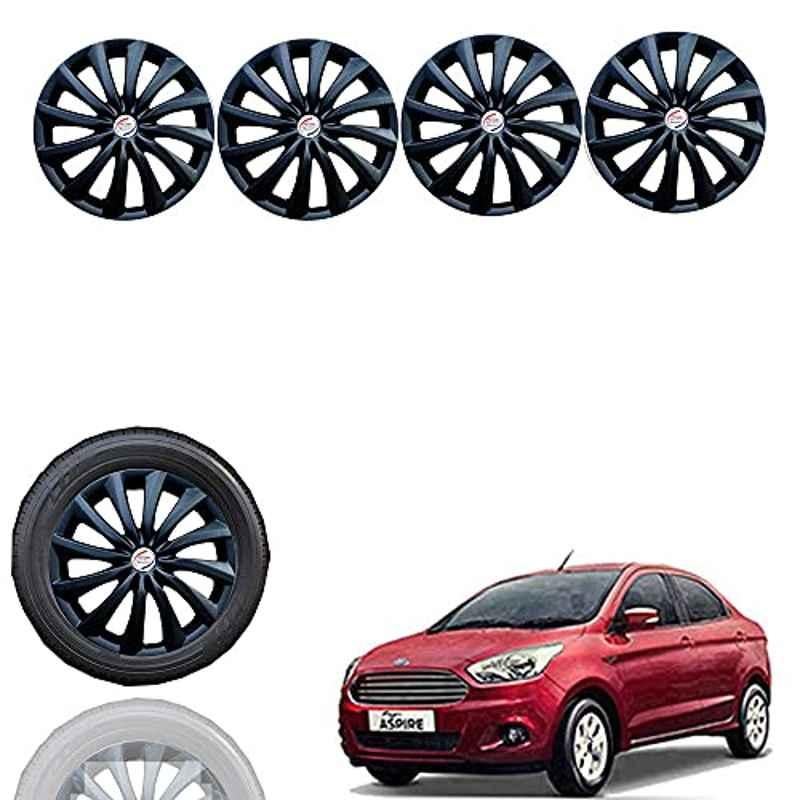 Auto Pearl 4 Pcs 14 inch Black Press Fitting Wheel Cover Set for Ford Figo Aspire