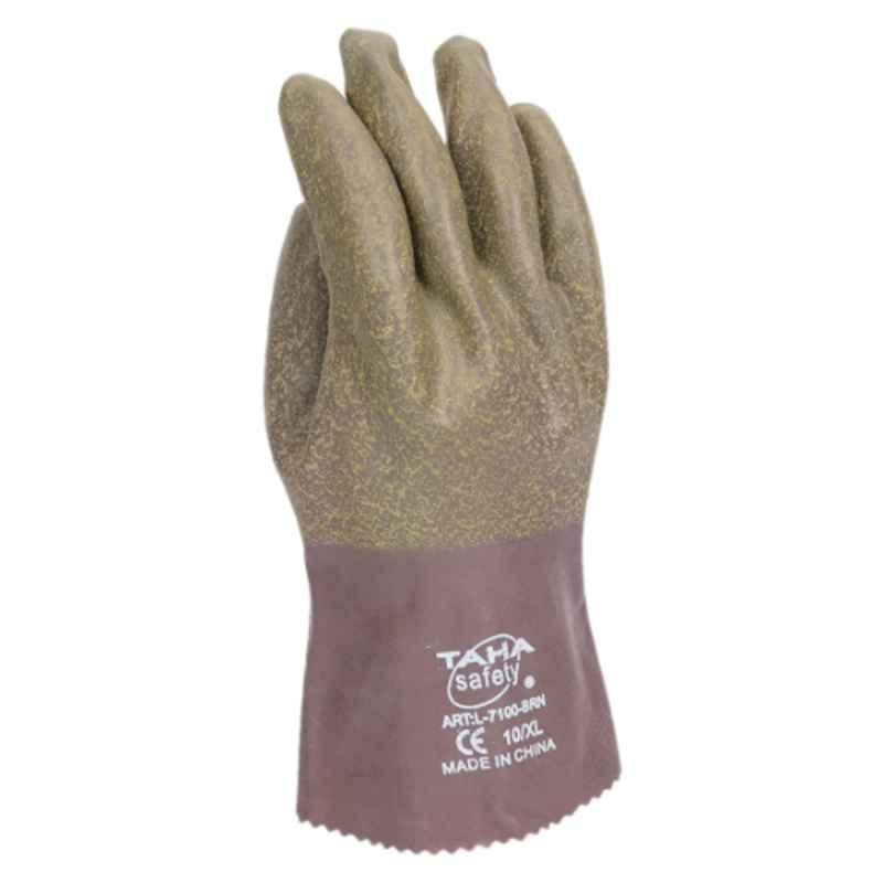 Taha Safety Latex Choclate Color Gloves, L7100, Size:XL