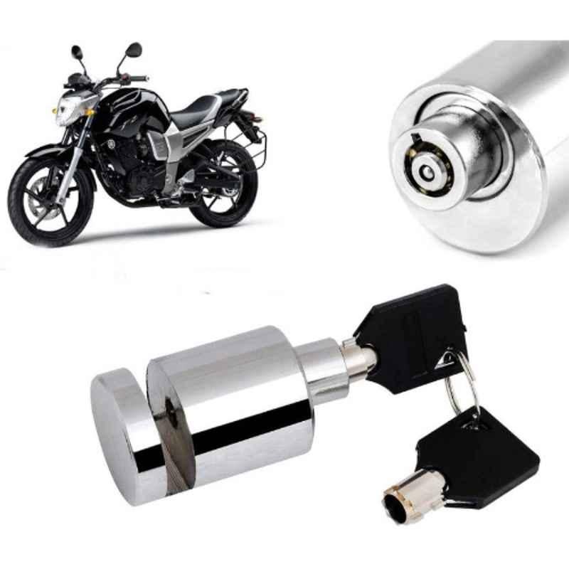 Auto Pearl Stainless Steel Silver Heavy Duty Anti Theft Motorcycle Disc Brake Lock, Lock_502
