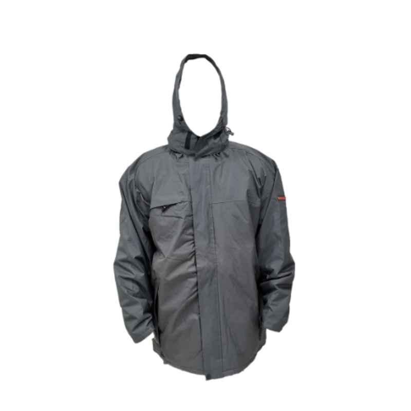 Deltaplus Duncan Polyester Grey VE Rain Parka Jacket, Size: L