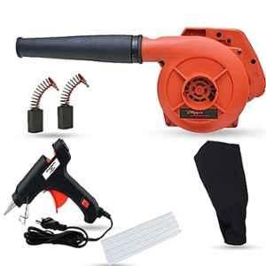 Hillgrove 800W Plastic Red Electric Air Blower with Carbon Brushes, Glue Gun & 5 Pcs Glue Sticks, HGCM1063