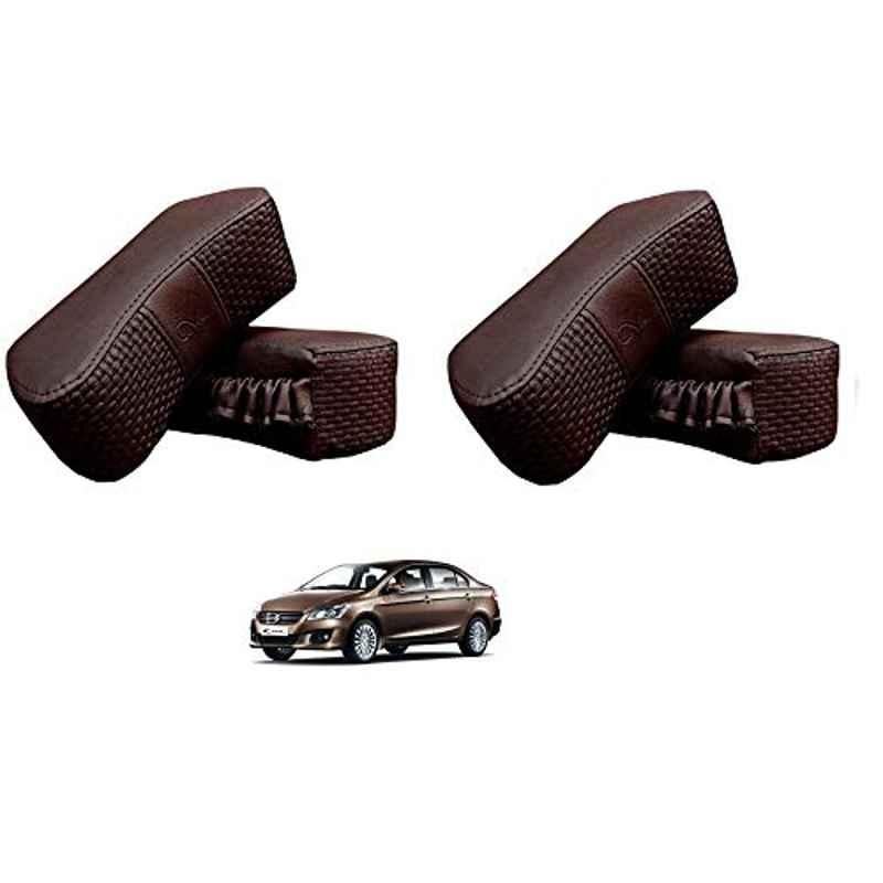 Kozdiko 4 Pcs CV Designer Cola Leatherite Neck Rest Car Cushion Pillow Set for Maruti Suzuki Ciaz