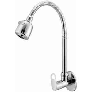 Oleanna Prime Brass Chrome Finish Silver Wall Mounted Spray Spout Flexible Sink Cock with Flange