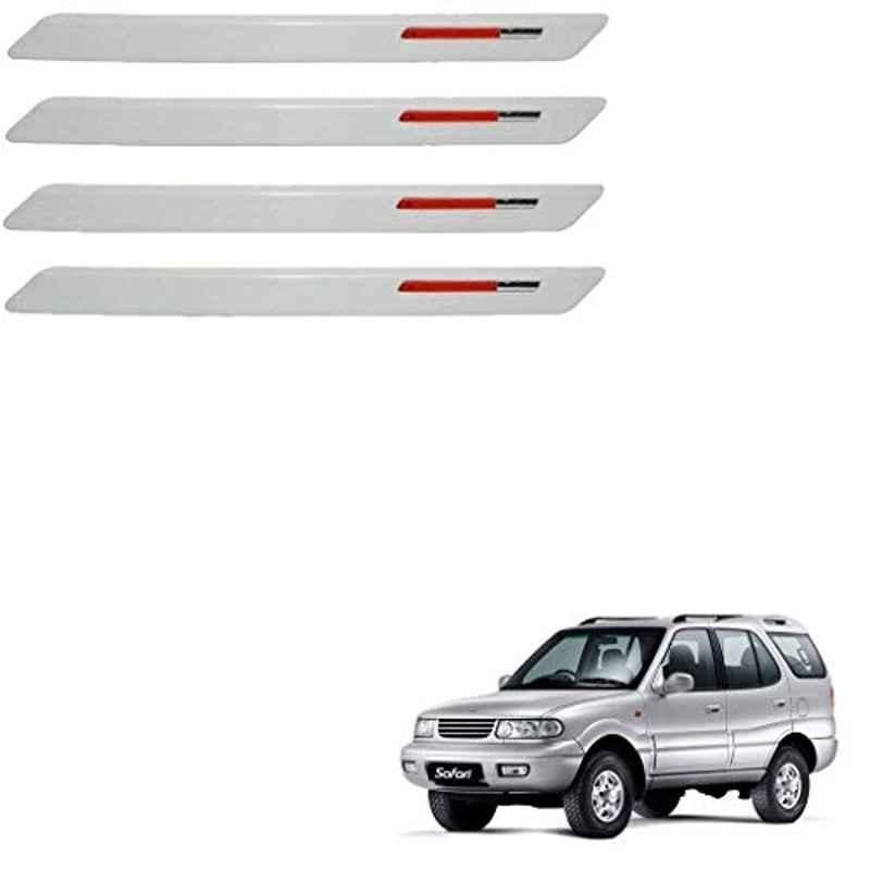 Kozdiko 4 Pcs White & Red Designer Car Bumper Protector Set for Tata Safari Grand Dicor