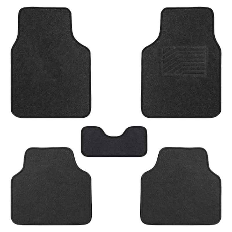 Kingsway Executive 5 Pcs Anti Slip Universal Fit Suede Black Car Floor Mat Set for All 5 Seater Car Models