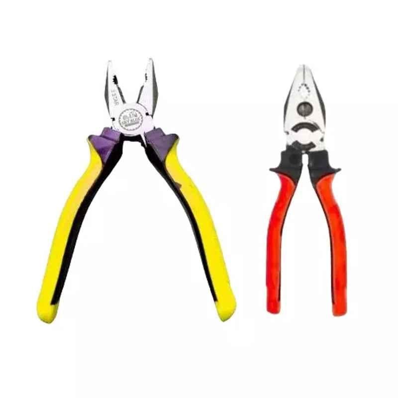Sky Blue 2 Pcs 8 inch Multicolour 2 Cutting Wire False Piece Lineman Plier Combo, SBE314