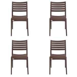 Supreme Omega Globus Brown Chairs Without Arm (Pack Of 4)