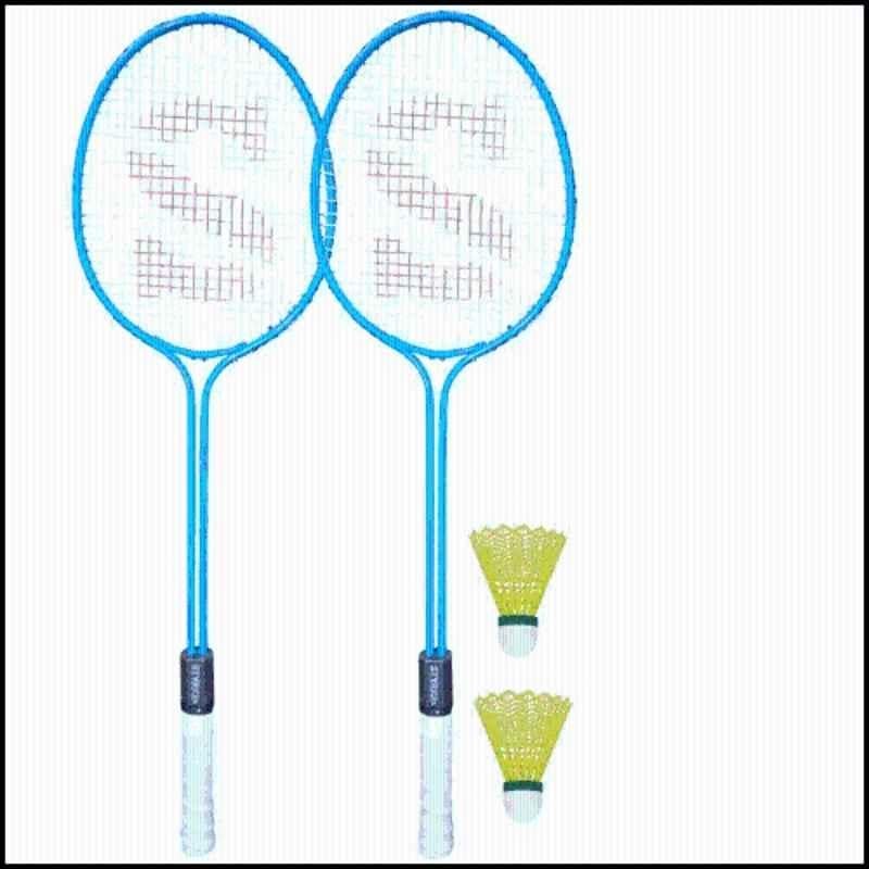 STYRKR Alloy Steel Blue Badminton Racquet Set of 2 Steel Frame with Shuttlecock 2 25 Badminton Kit