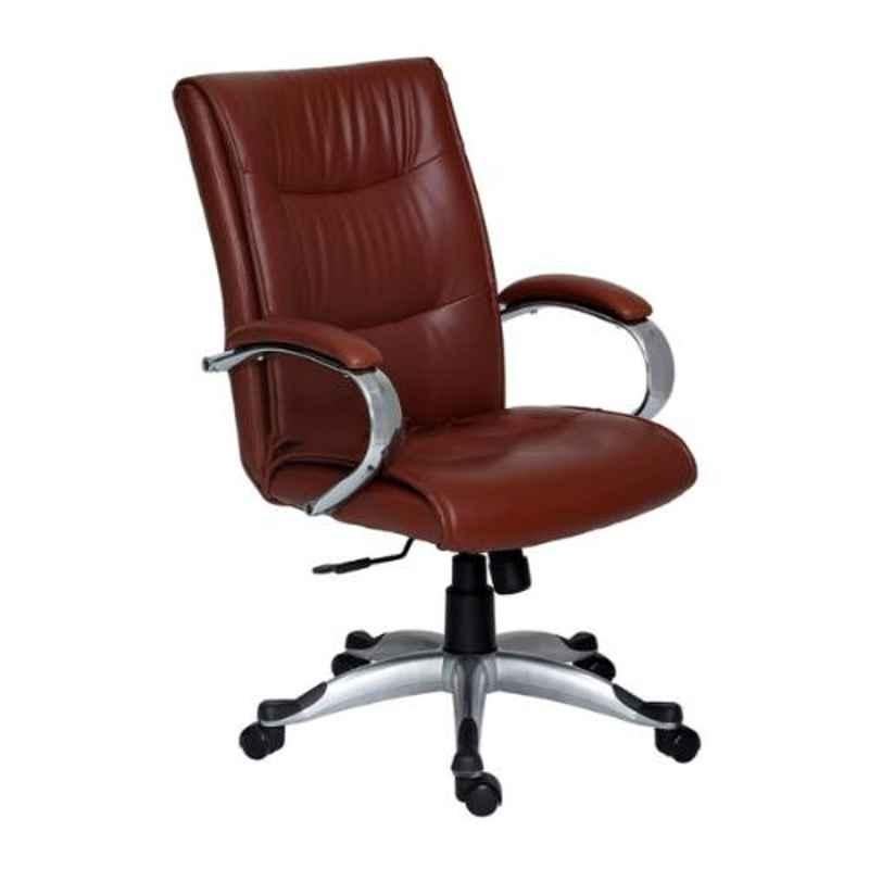 Modern India Leatherate Brown High Back Office Chair, MI216