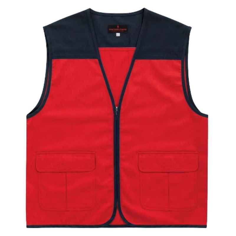 Superb Uniforms Cotton Navy & Red Vest Jacket for Men, SUWVJ/NR/01, Size: L