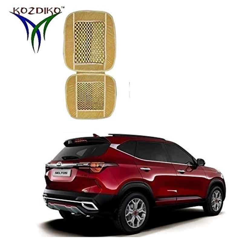 Kozdiko Wooden Bead Seat with Beige Velvet Border for Kia Seltos