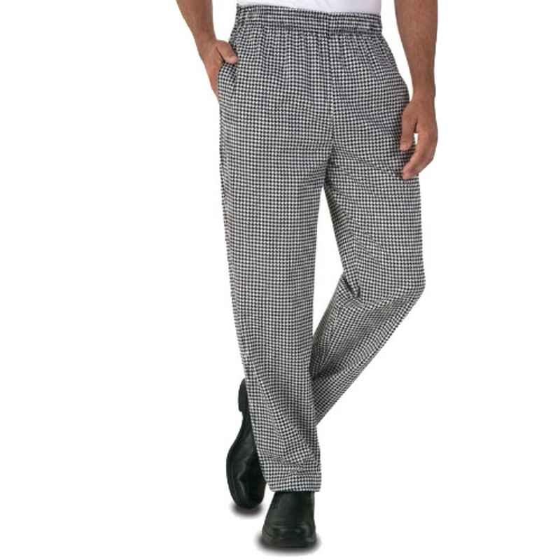 Superb Uniforms Polyester & Cotton Black & White Checkered Chef Pant, SUWB/Honth/CP011, Size: 30 inch