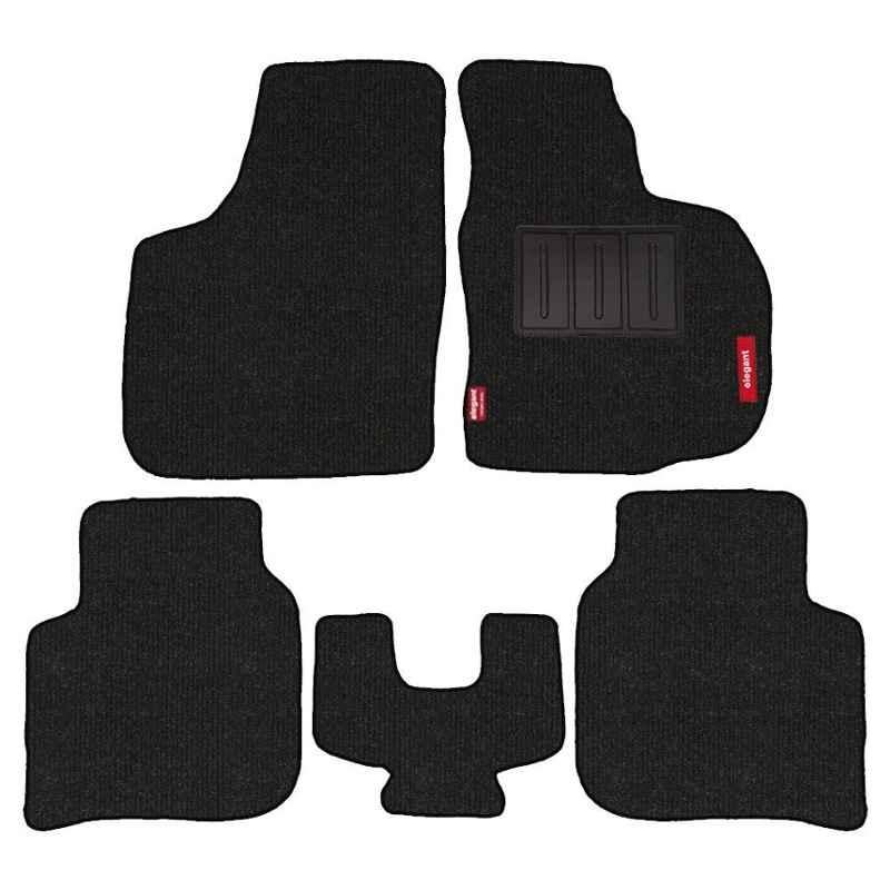 Elegant Carry 5 Pcs Polypropylene Black Car Floor Mat Set for Skoda Superb (2008-2015)