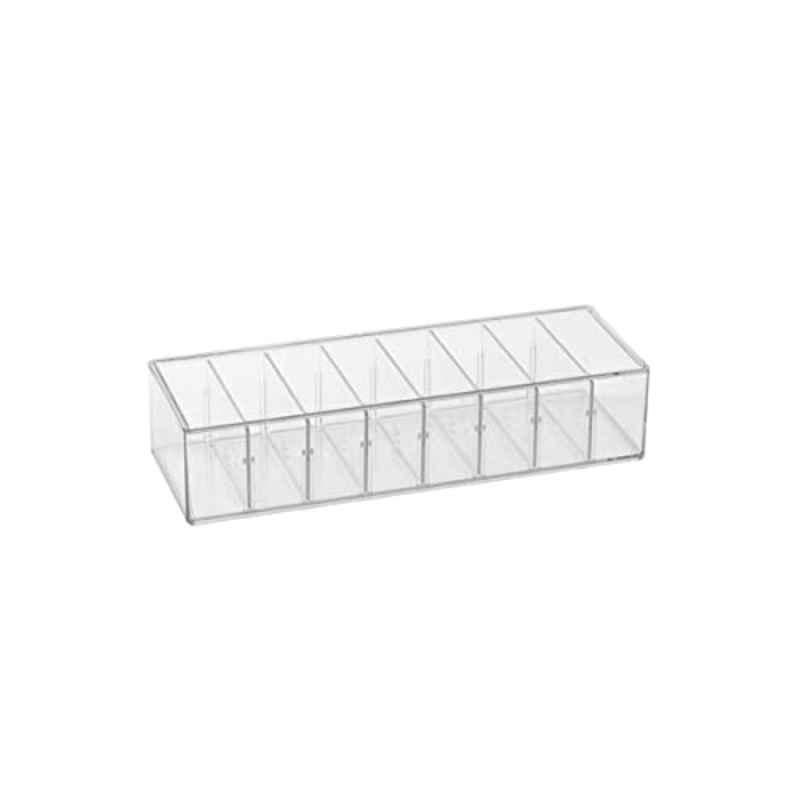 Homesmiths 26.6x9x58cm Plastic Clear Storage Bin with Divider & Lid