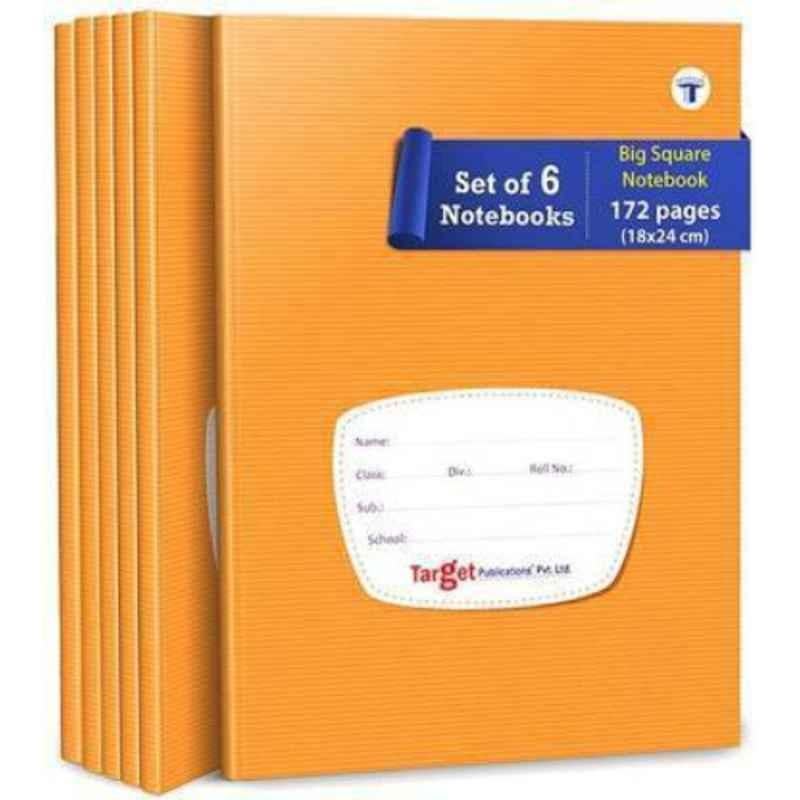 Target Publications Regular 172 Pages Brown Ruled Big Square Notebook (Pack of 6)
