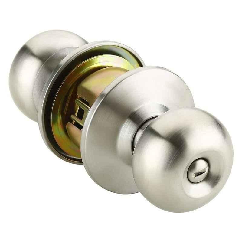 IPSA Metallic Stainless Steel Cylindrical Locks Lockset Tubular Knob for Bathroom, 8771
