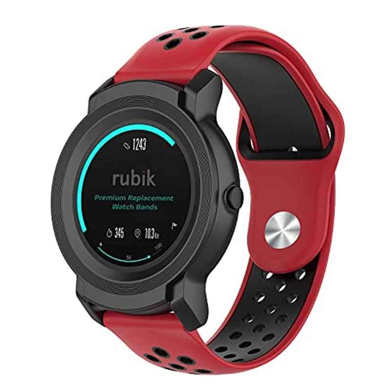 Rubik 22mm Silicone Red & Black Watch Band