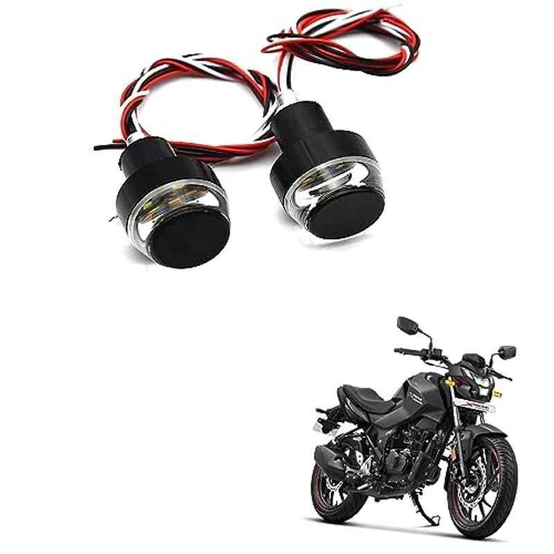 Kozdiko 2 Pcs Dual Colour Motorcycle LED Indicator Turn Signal Handle Bar Light Set for Hero Xtreme 160R
