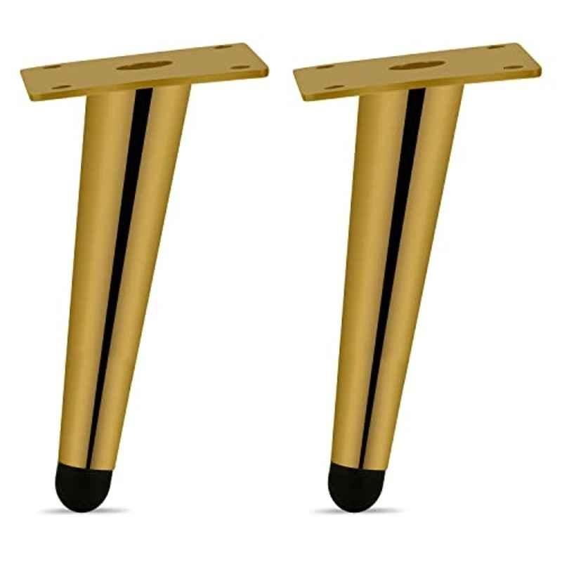 Plantex Heavy Duty Round 6 inch Spare Sofa Legs for Bed Furniture/Sofa Legs for Furniture Fitting/Table Legs/Sofa Leg Set of 2 Pcs Gold Finish