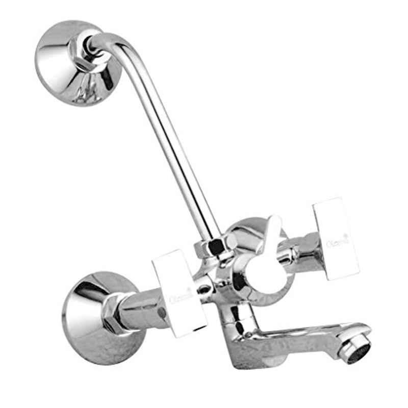 Oleanna Global Brass Silver Chrome Finish Wall Mixer with Bend Pipe