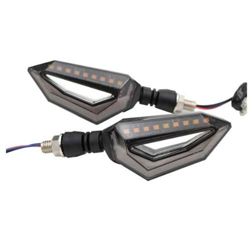 Ramanta 2 Pcs ABS Plastic White & Yellow Front & Rear LED Indicator Light Set for TVS Universal Bike