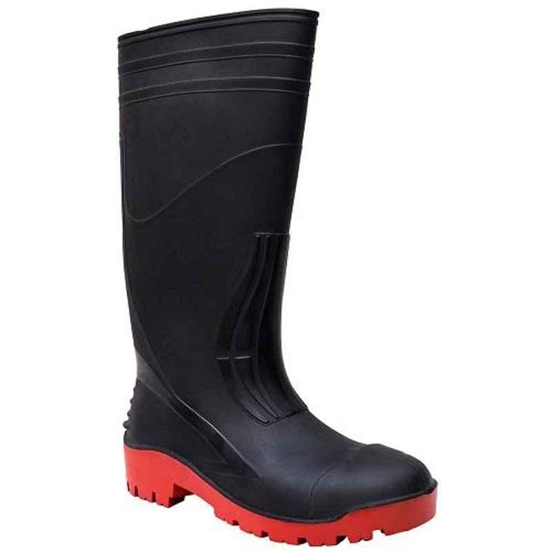 Abrigo Trooper 15 inch PVC Black & Red Steel Toe Gumboot, Size: 6
