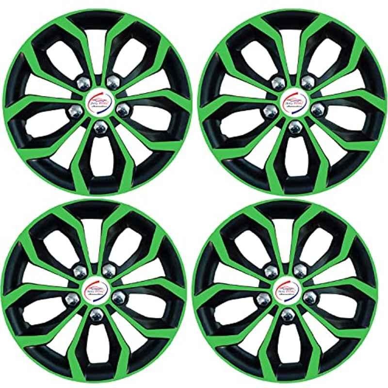 Auto Pearl 4 Pcs 13 inch ABS Green & Black Car Wheel Cover Set for All Cars