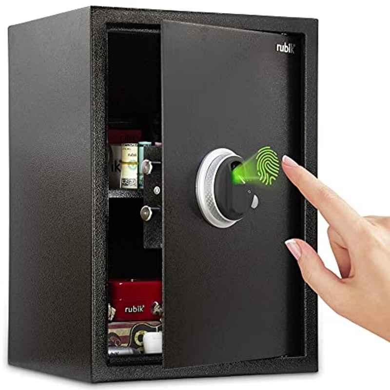 Rubik 35x31x50cm Alloy Steel Black Large Safe Box with Biometric Fingerprint Lock, S50FRP-BLK