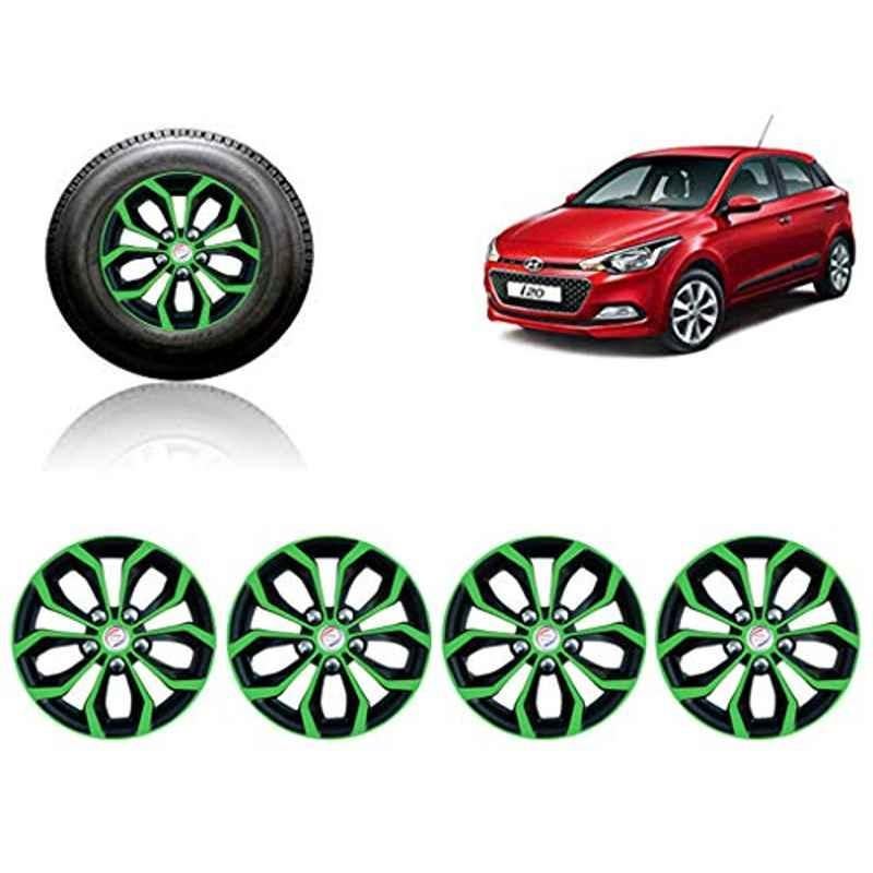 Auto Pearl 4 Pcs 14 inch ABS Green & Black Car Wheel Cover Set for Hyundai i20 Elite