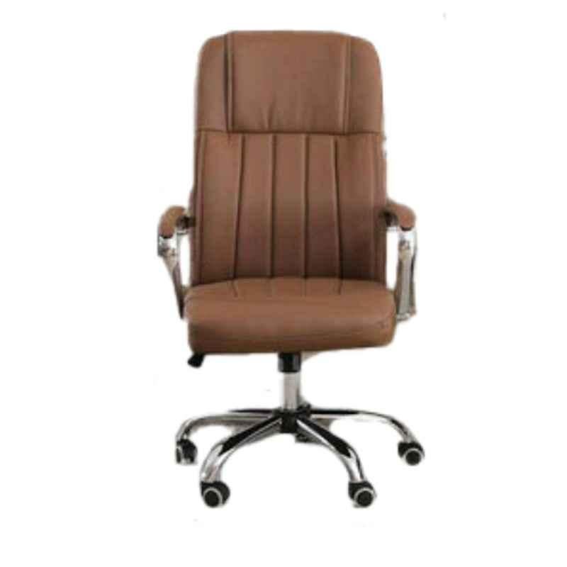Pan Emirates Aida 061ADZ1900002 Brown & Silver Adjustable Armrest Rotatable Office Chair, 110x60x70 cm