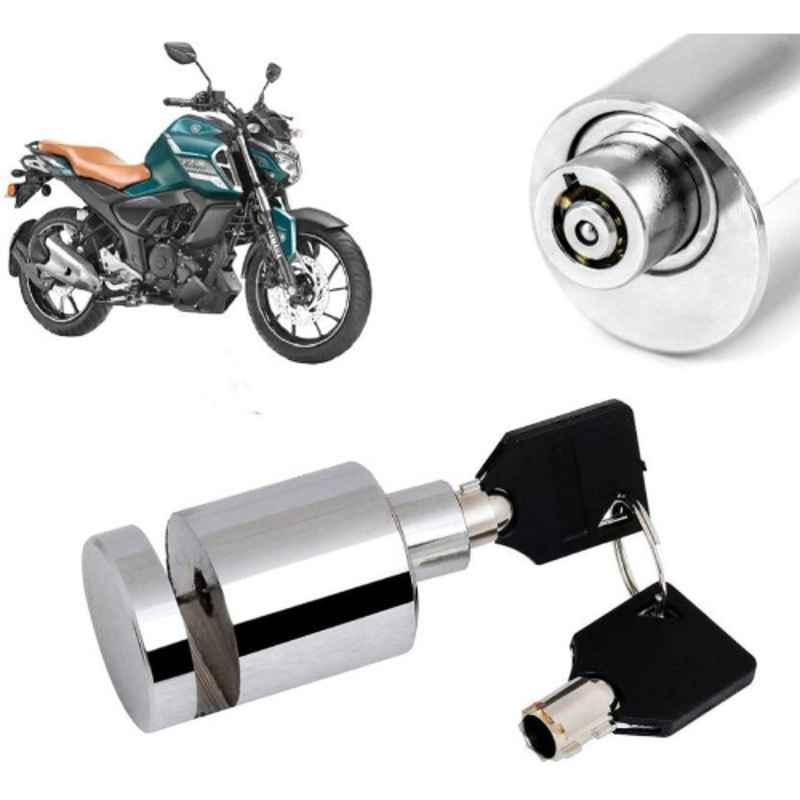 Auto Pearl Stainless Steel Silver Heavy Duty Anti Theft Motorcycle Disc Brake Lock, Lock-490
