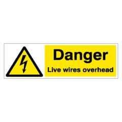 SUNSIGNS 600x200mm Vinyl & Sun Board Danger Live Wires Overhead Signage, SN0176VNLM1HPIAAM