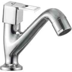 Cliquin Desire Square Cut Brass Chrome Silver Deck Mounted Pillar Cock Faucet