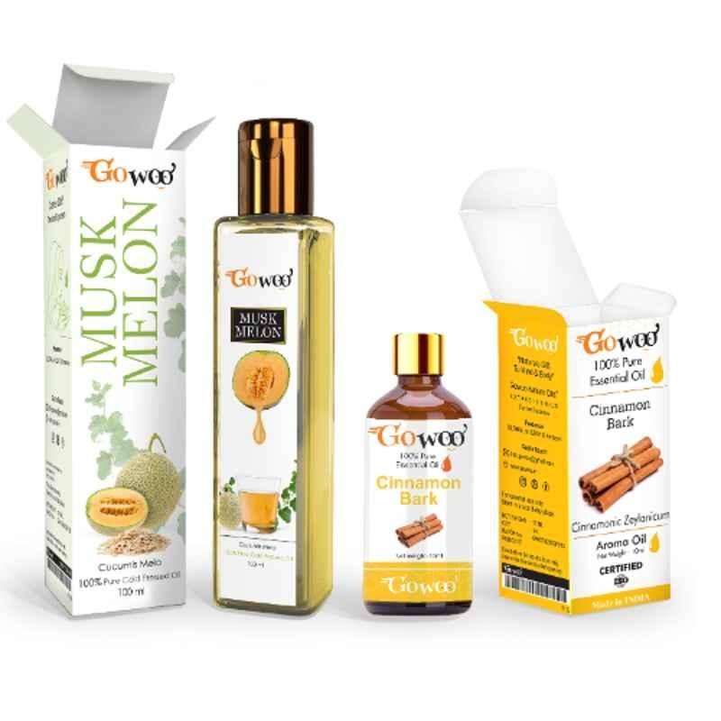 GoWoo 2 Pcs 10ml Natural Therapeutic Grade Cinnamon Bark Aroma Oil & 100ml Musk Melon Carrier Oil Set, GWOC366-P13+P178