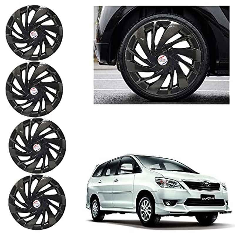 Auto Pearl 4 Pcs 15 inch ABS Black Car Wheel Cover Set for Toyota Innova 2012 & 2013, WCBLK037