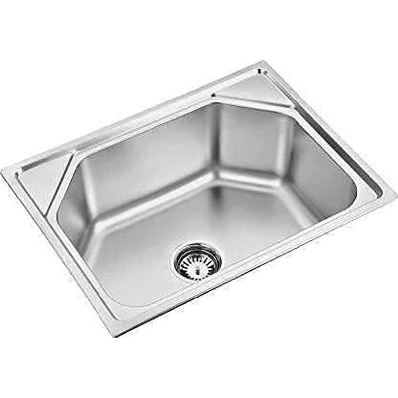 Spazio 24x18x10 inch Stainless Steel 304 Chrome Finish Silver Machine Made Kitchen Sink