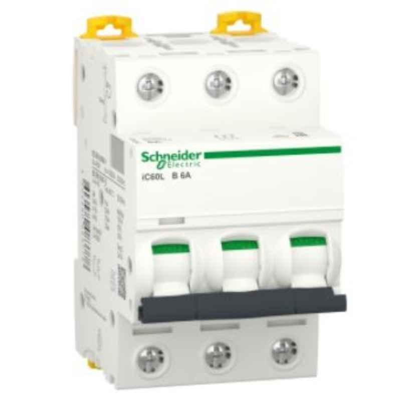 Schneider 6A 3 Pole iC60L B Miniature Circuit Breaker, A9F93306