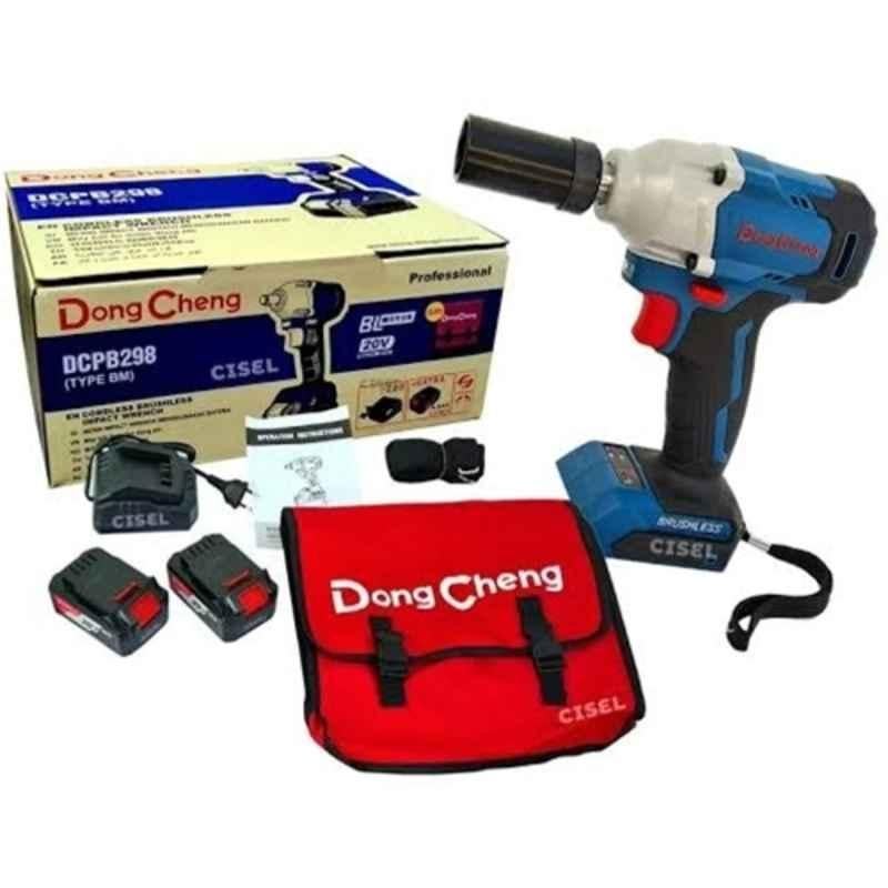 Dongcheng 1/2 inch 20V 298Nm Cordless Impact Wrench with 2 Battery, DCPB298