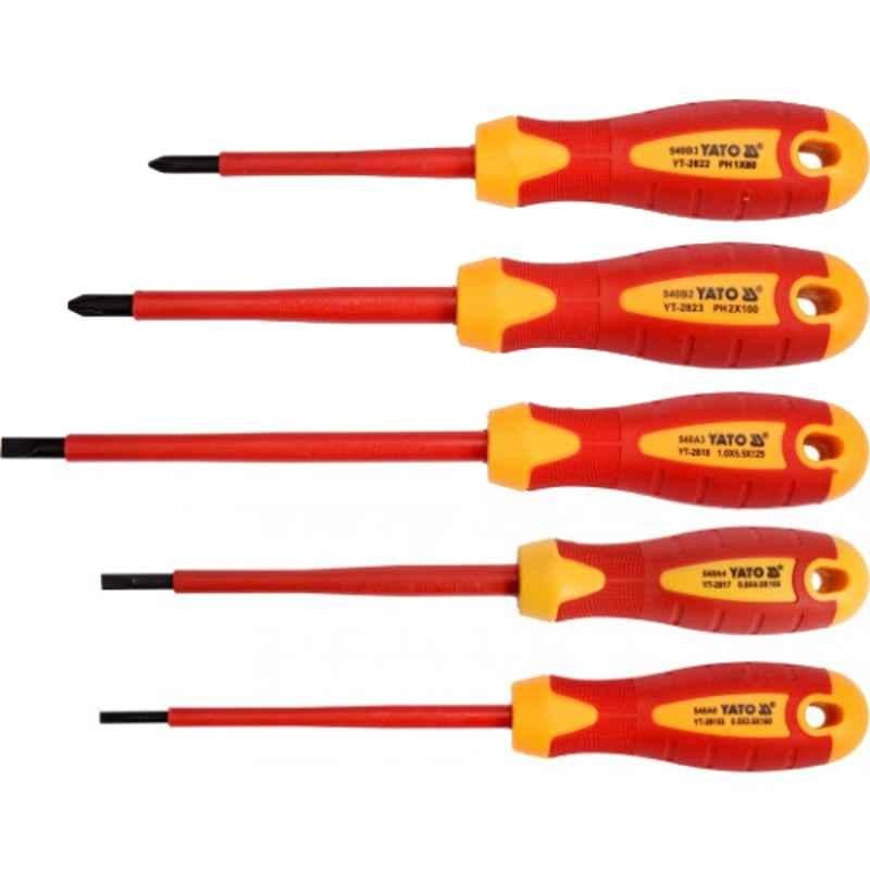 Yato 5 Pcs AISI S2 VDE Insulated Screwdriver Set, YT-2827