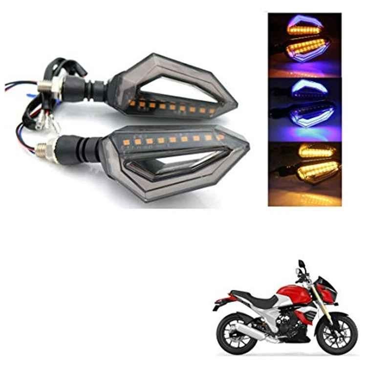 Kozdiko 4 Pcs Bike D Shaped 9 LED Front & Rear Side Turn Signal Indicator Light Set for Mahindra Mojo