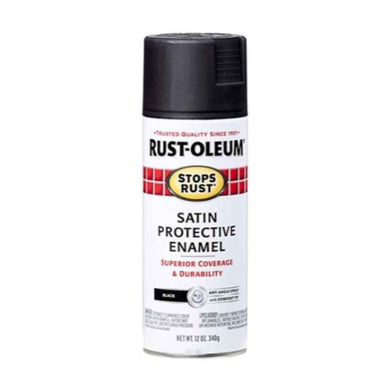 Rust-Oleum 12 Oz Black Enamel Spray Paint Satin, 10020066777781