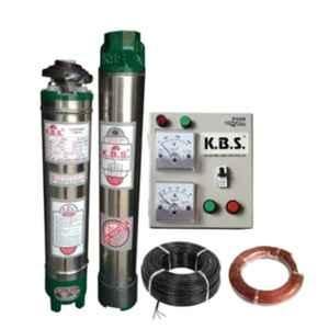 KBS V4 1.5HP 13 Stage Single Phase 250ft Head Range 32x32mm Water Filled Submersible Pump with Starter, 3 Core 30m Cable & 50ft Safety Wire